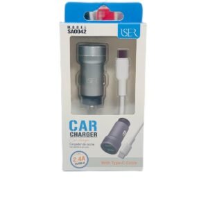 USER CAR CHARGER 2.4A 2USB-A WITH TYPE-C CABLE