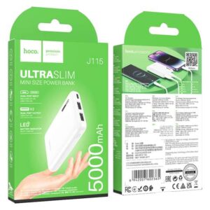 HOCO J115 ULTRASLIM MINI SIZE POWER BANK 5000MAH WHITE