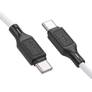 HOCO X90 COOL 60W SILICONE CHARGING DATA CABLE FOR TYPE-C TO TYPE-C WHITE
