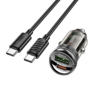 HOCO Z53A VISION PD30W+QC3.0 CAR CHARGER SET (TYPE-C TO TYPE-C) TRANSPARENT BLACK