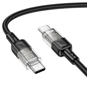 HOCO U129 SPIRT 60W TRANSPRENT CHARGING DATA CABLE TYPE C TO TYPE C BEIGE