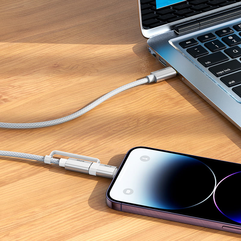 HOCO U134 PRIMERO 60W/27W CHARGING DATA CABLE TYPE C TO TYPE C GRAY