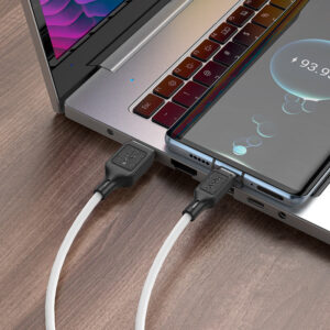 HOCO X90 COOL SILICONE CHARGING DATA CABLE FOR TYPE-C WHITE