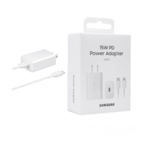 SAMSUNG 15W PD POWER ADAPTER WHITE COMPACT DESIGN/ USB-C PORT/USB TYPE-C TO C CABLE (3A/1M)SAMSUNG 15W PD POWER ADAPTER COMPACT DESIGN/ USB-C PORT/USB TYPE-C TO C CABLE (3A/1M)