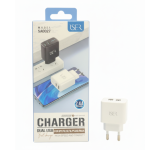 ISER SA0027 DUAL USB 2.4A CHARGER FOR IP7/8/12/X/PLUS/MAX