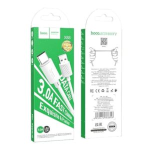 HOCO X88 3.0A CHARGING DATA CABLE USB TO TYPE C WHITE