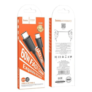 HOCO X88 60W CHARGING DATA CABLE TYPE C TO TYPE C BLACK