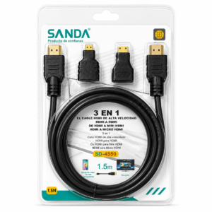 SANDA SD-4550 3-EN-1 CABLE HDMI DE ALTA VELOCIDAD 1.5M