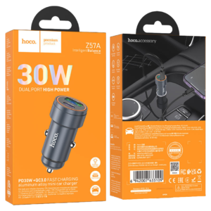 HOCO Z57A GLORIOUS PD30W+QC3.0 CAR CHARGER METAL GRAY