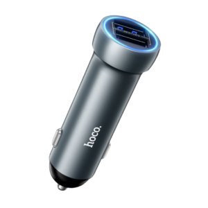 HOCO Z54 PROSPEROUS DUAL-PORT CAR CHARGER METAL GRAY