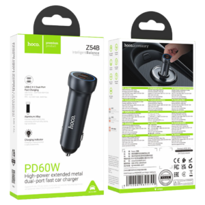 HOCO Z54B PROSPEROUS PD60W(2C) CAR CHARGER METAL GRAY