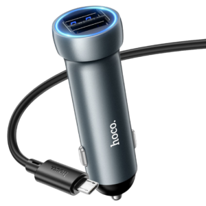 HOCO Z54 PROSPEROUS DUAL-PORT CAR CHARGER SET (MICRO) METAL GRAY