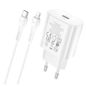 HOCO N22 JETTA PD25W CHARGER SET (TYPE-C TO TYPE-C)(EU) WHITE