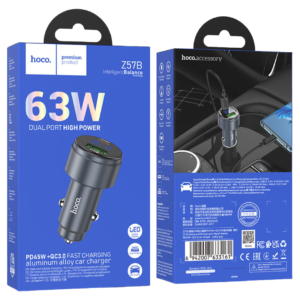 HOCO Z57B GLORIOUS 63W DUAL-PORT DIGITAL DISPLAY PD45W+QC3.0 CAR CHARGER