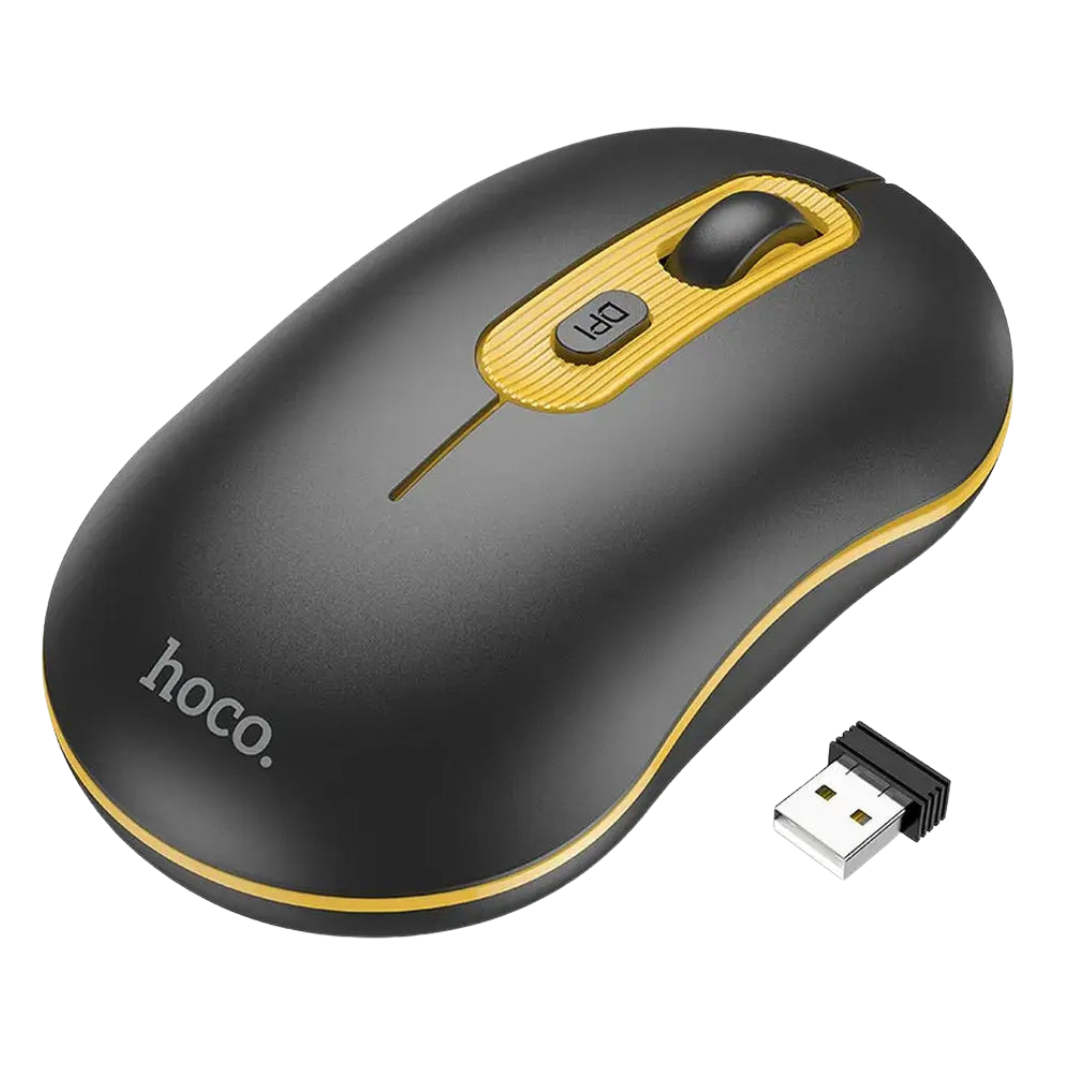 HOCO GM21 PLATINUM 2.4G BUSINESS WIRELESS MOUSE BLACK & YELLOW