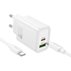 HOCO N61 GENTLE PD20W+QC3.0 CHARGER SET (C to C)(EU) WHITE