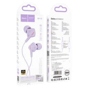 HOCO M113 USB-C WIRE CONTROL EARPHONES WITH MIC PURPLE