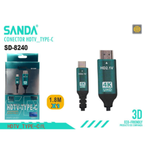 SANDA SD-8240 TYPE-C CABLE FOR HDMI/HDTV, 1.8M
