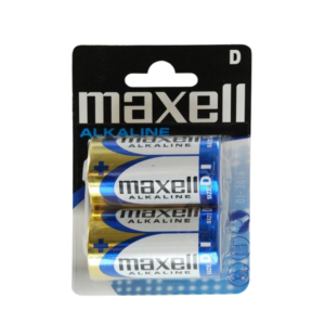 MAXELL LR20 ALKALINE BATTERIES, PACK OF 2