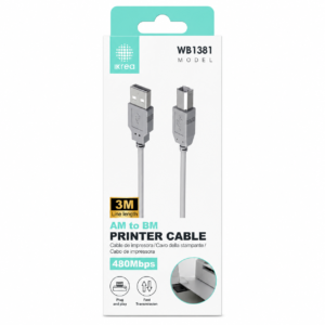 IKREA WB1381 AM TO BM PRINTER CABLE, 480Mbps, 3M