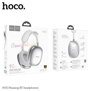 HOCO W55 PLUS HAPPINESS ANC NOISE REDUCTION BT HEADPHONES SILVER