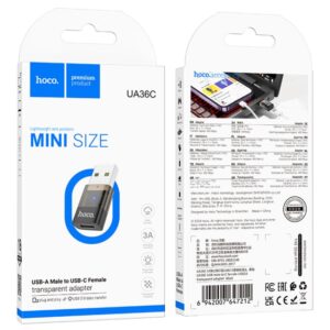 HOCO UA36C USB MALE TO C FEMALE USB2.0 TRANSPARENT ADAPTER