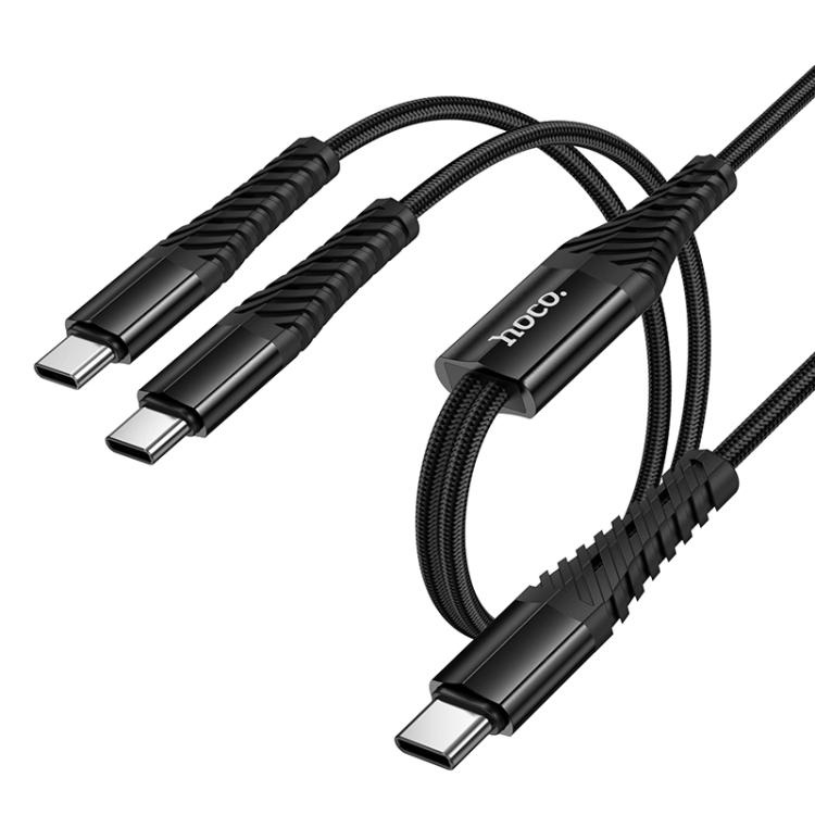 HOCO X123 VICTORY 2-IN-1 CHARGING CABLE(C TO C+C) BLACK