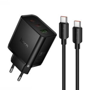 HOCO N75 GRANDE 65W(2C1A) CHARGER SET(C TO C)(EU) BLACK