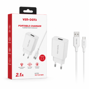 VEN-DENS VD-TC016BA PORTABLE CHARGER 2.1A A TO C WHITE