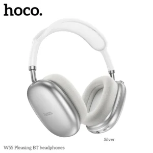 HOCO W55 PLUS HAPPINESS ANC NOISE REDUCTION BT HEADPHONES SILVER