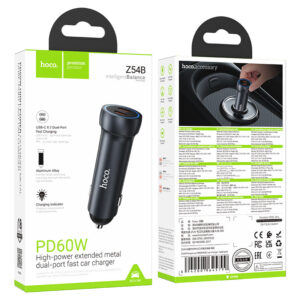 HOCO Z54B PROSPEROUS PD60W(2C) CAR CHARGER GRAY