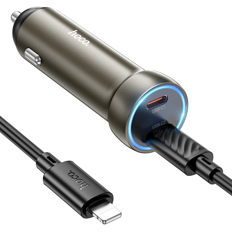 HOCO Z54B PROSPEROUS PD60W(2C) CAR CHARGER SET(C TO IP) GOLD