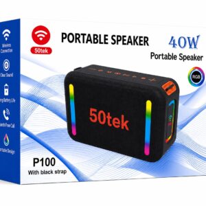 50TEK P100 PORTABLE SPEAKER RGB 40W WITH BLACK STRAP